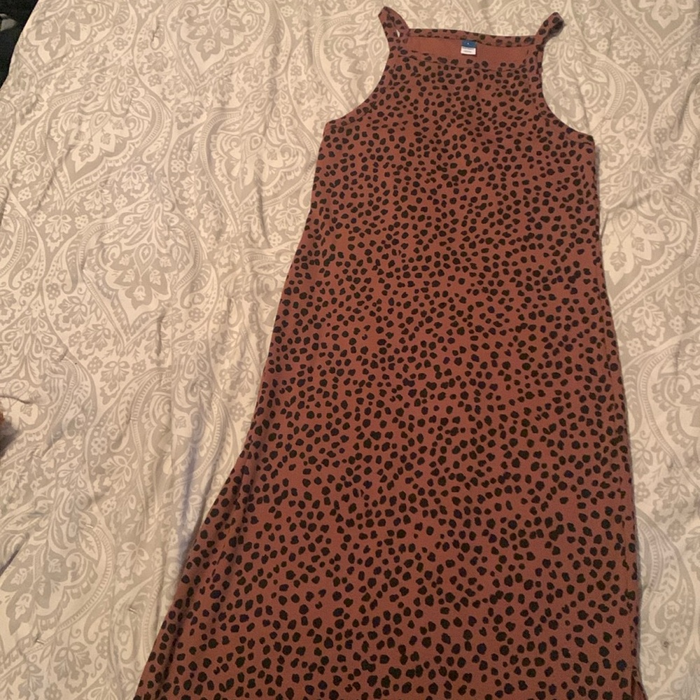Fitted Leopard-Print Sleeveless Rib-Knit Midi Dress